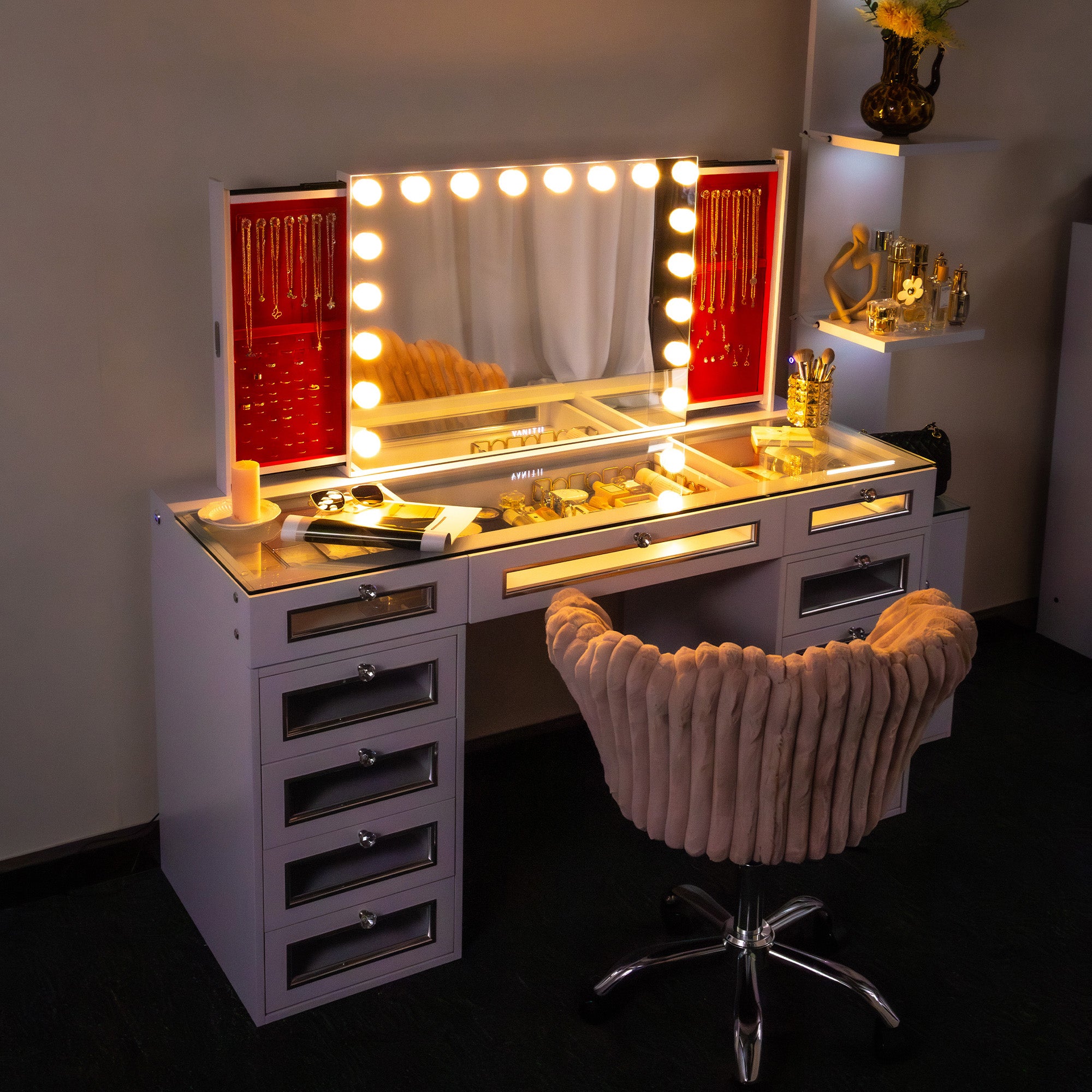 VANITII Hideaway Jewelry Vanity Mirror