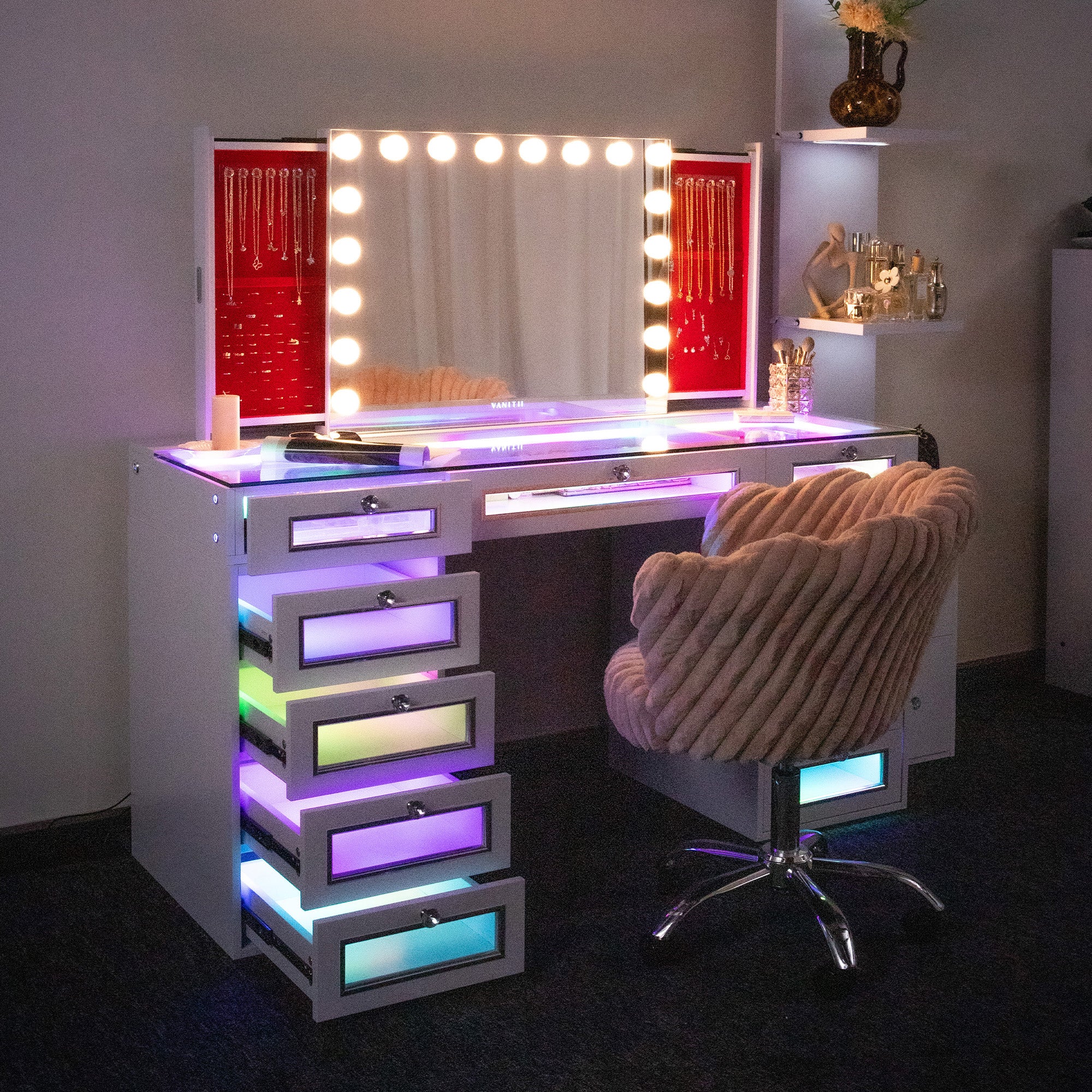 VANITII Hideaway Jewelry Vanity Mirror