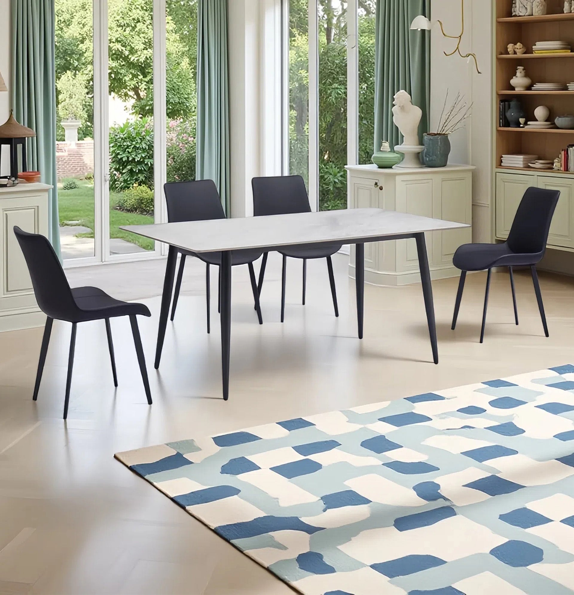Black Stainless Steel Base Dining table