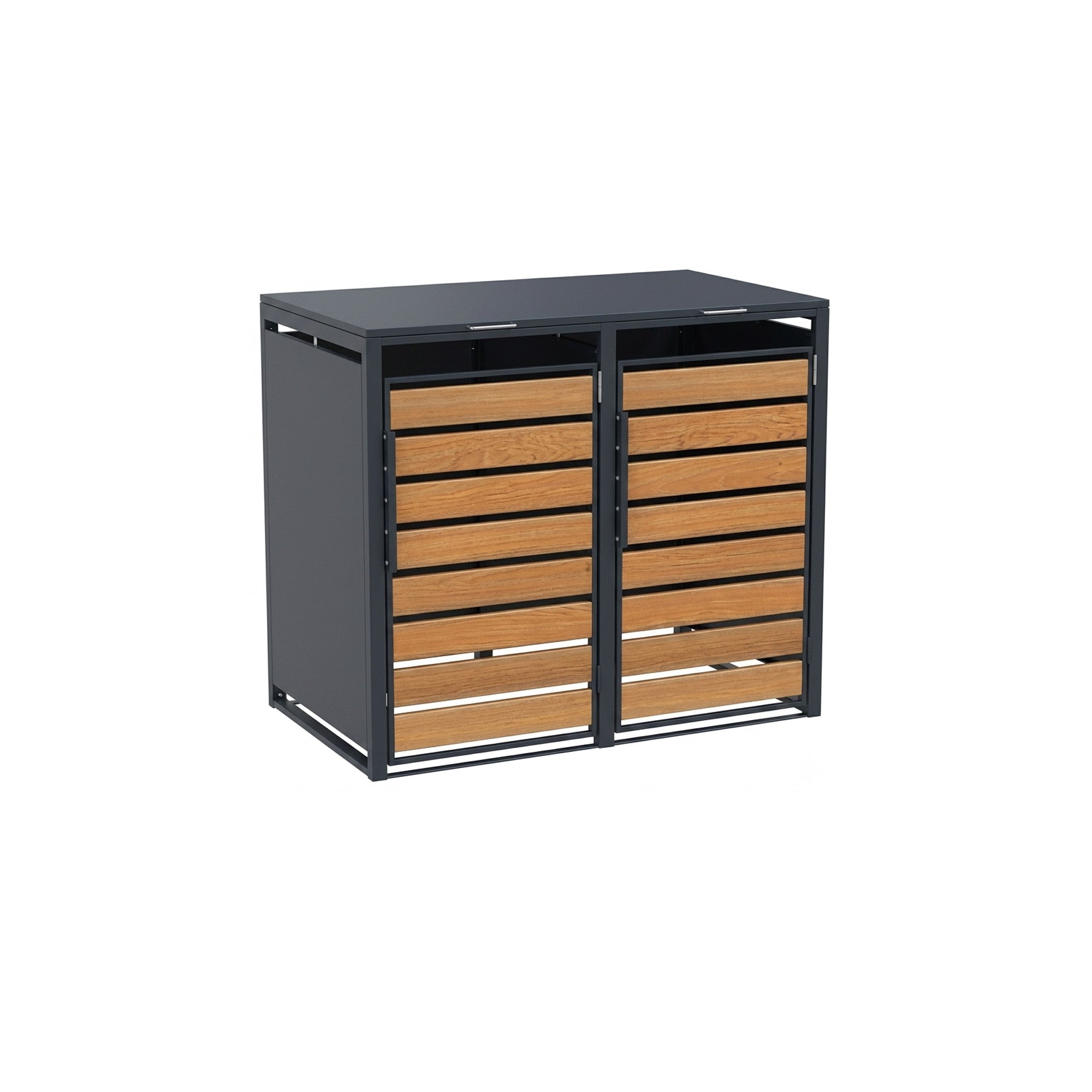 Double-Door Stell Trash Can Enlosure With Nature Wood Grain Front Door
