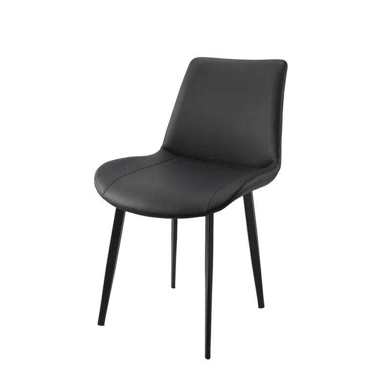 PU Material Black Powder Coated Legs Dining Chair