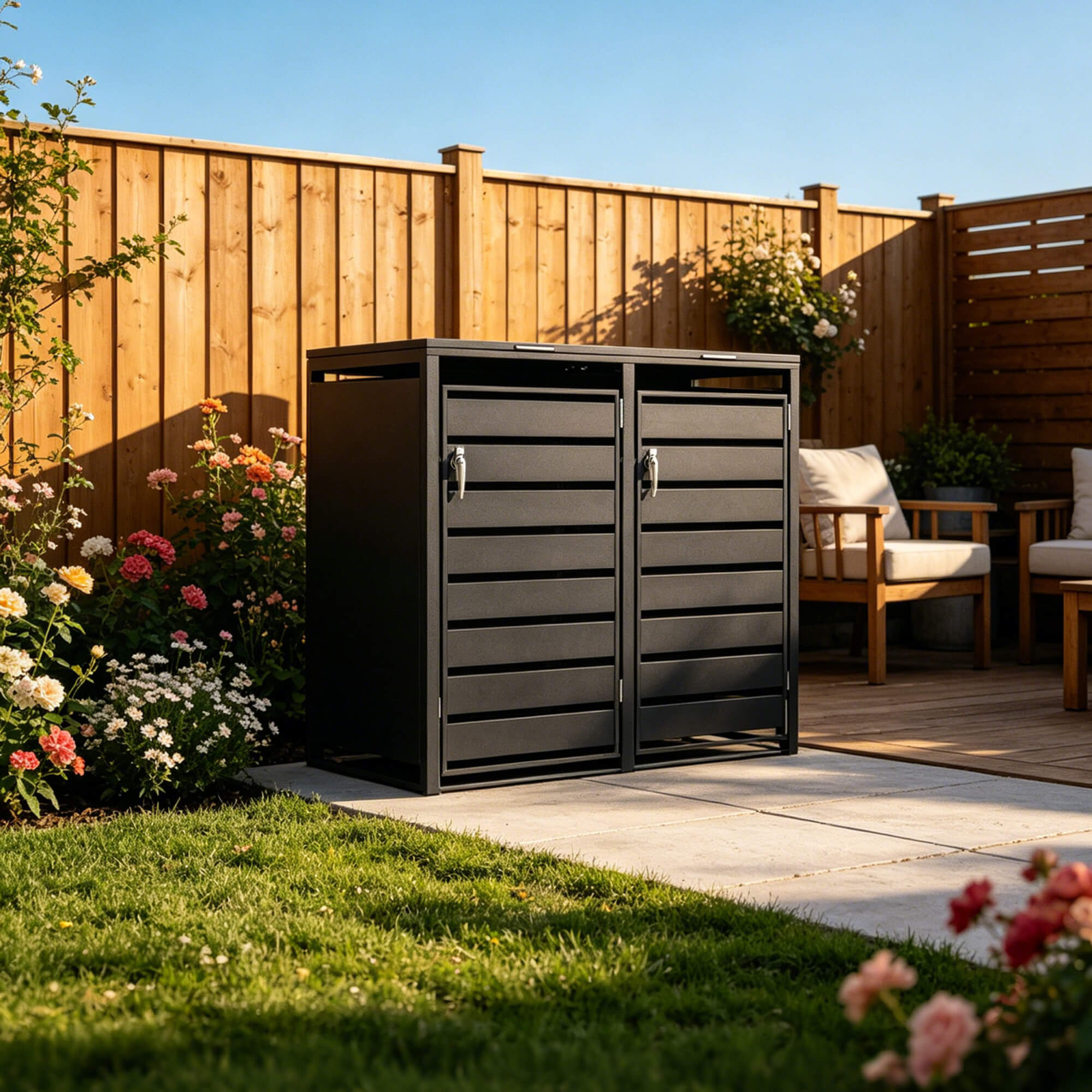 Double-Door Steel Trash Can Enclosure