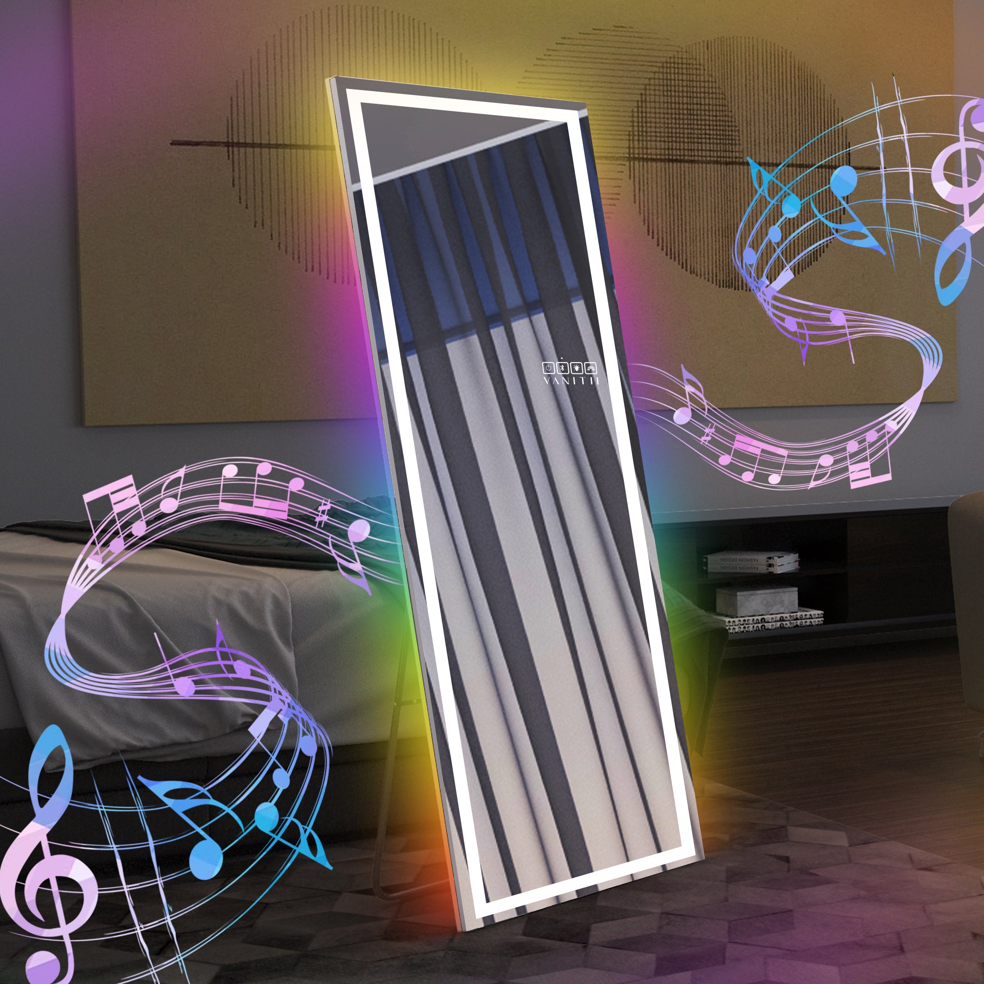 VANITII Vanity Full-Length Light Strip Mirror with RGB Light