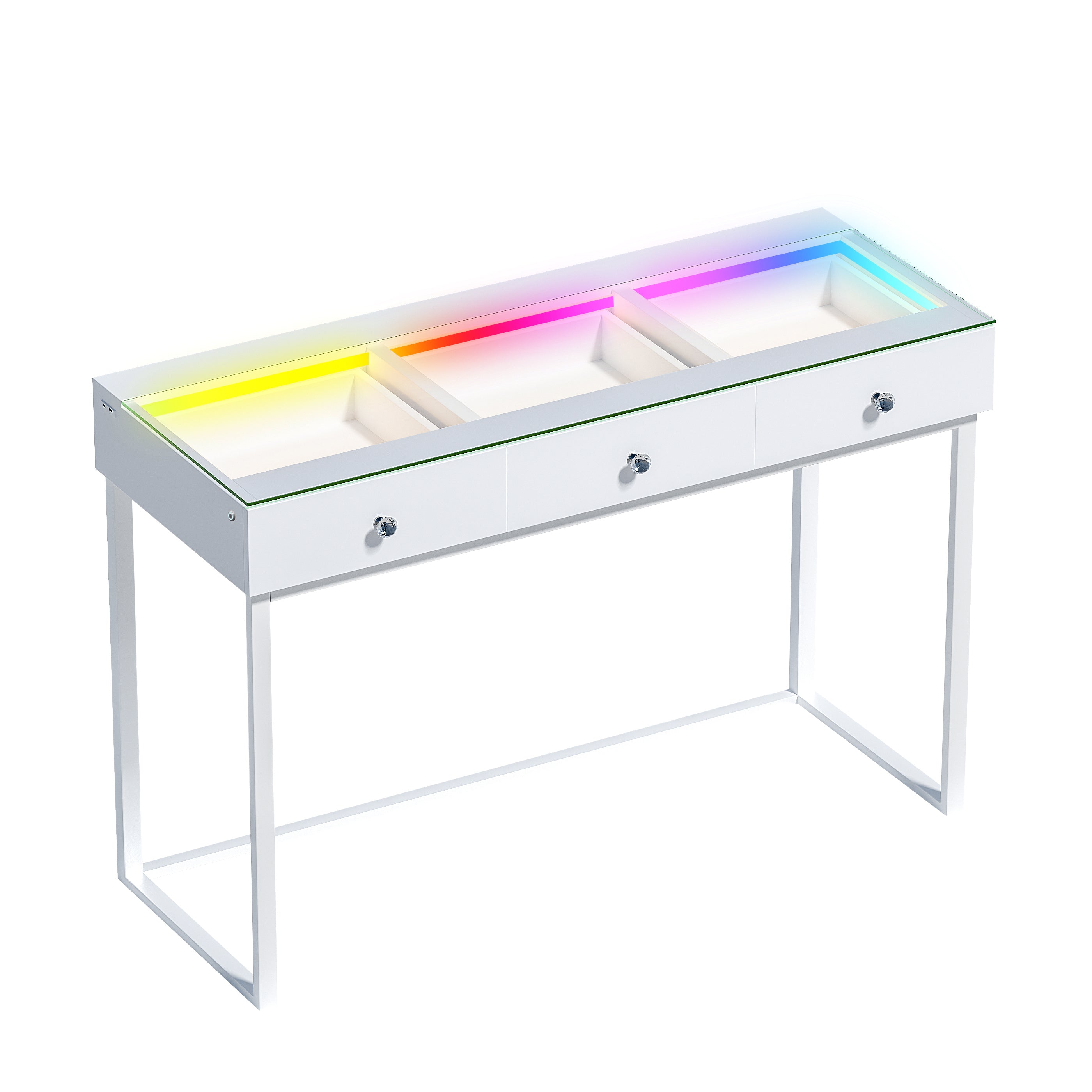 VANITII Billie 3 Storage Drawers Vanity Desk with RGB