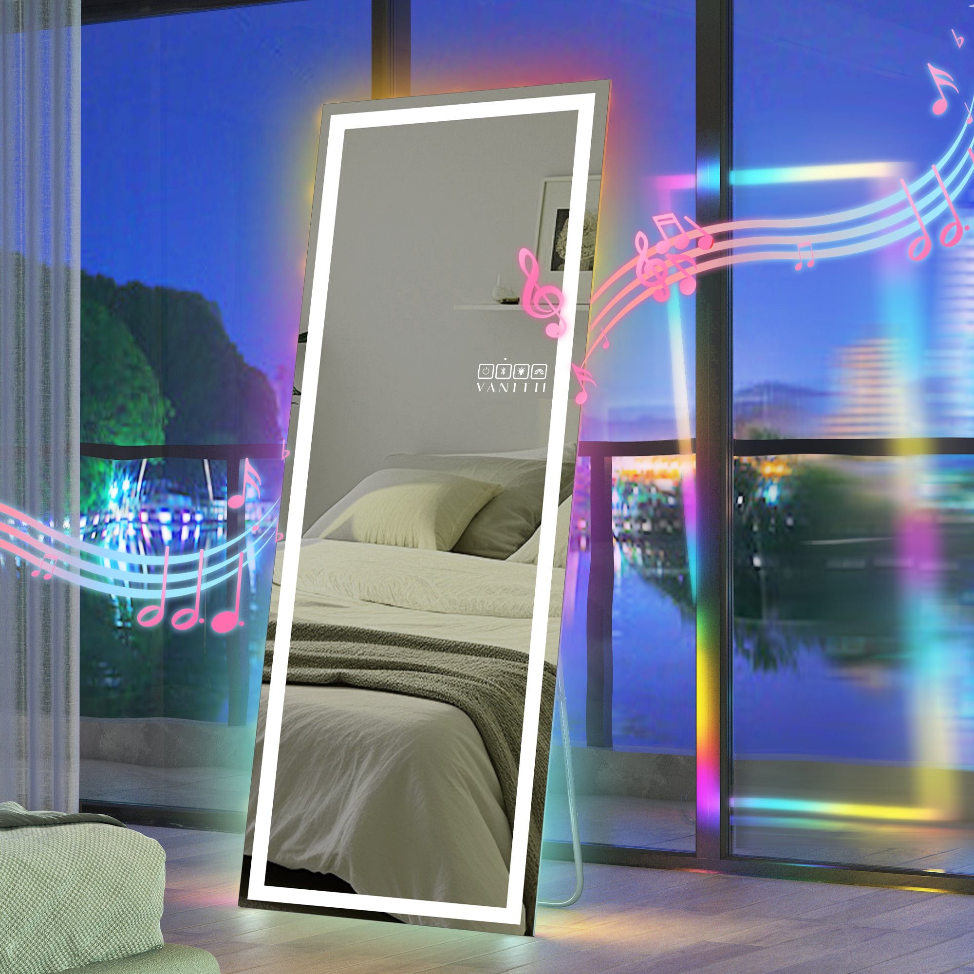 VANITII Vanity Full-Length Light Strip Mirror with RGB Light