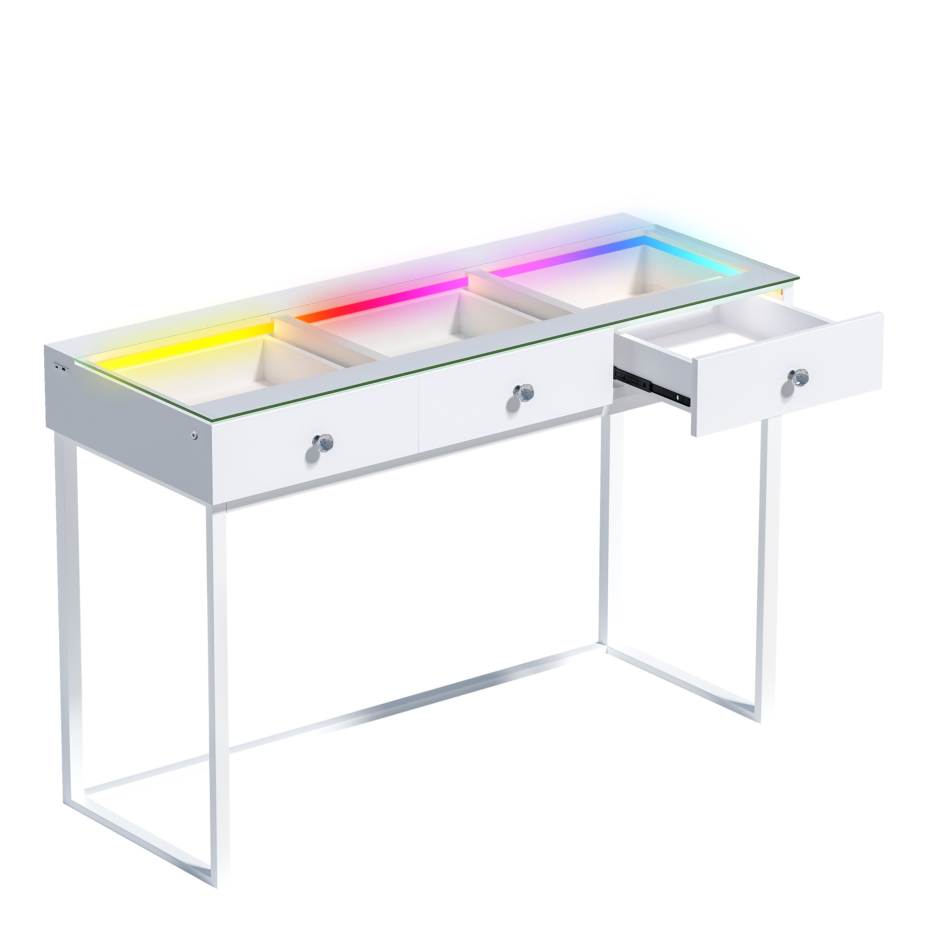 VANITII Billie 3 Storage Drawers Vanity Desk with RGB