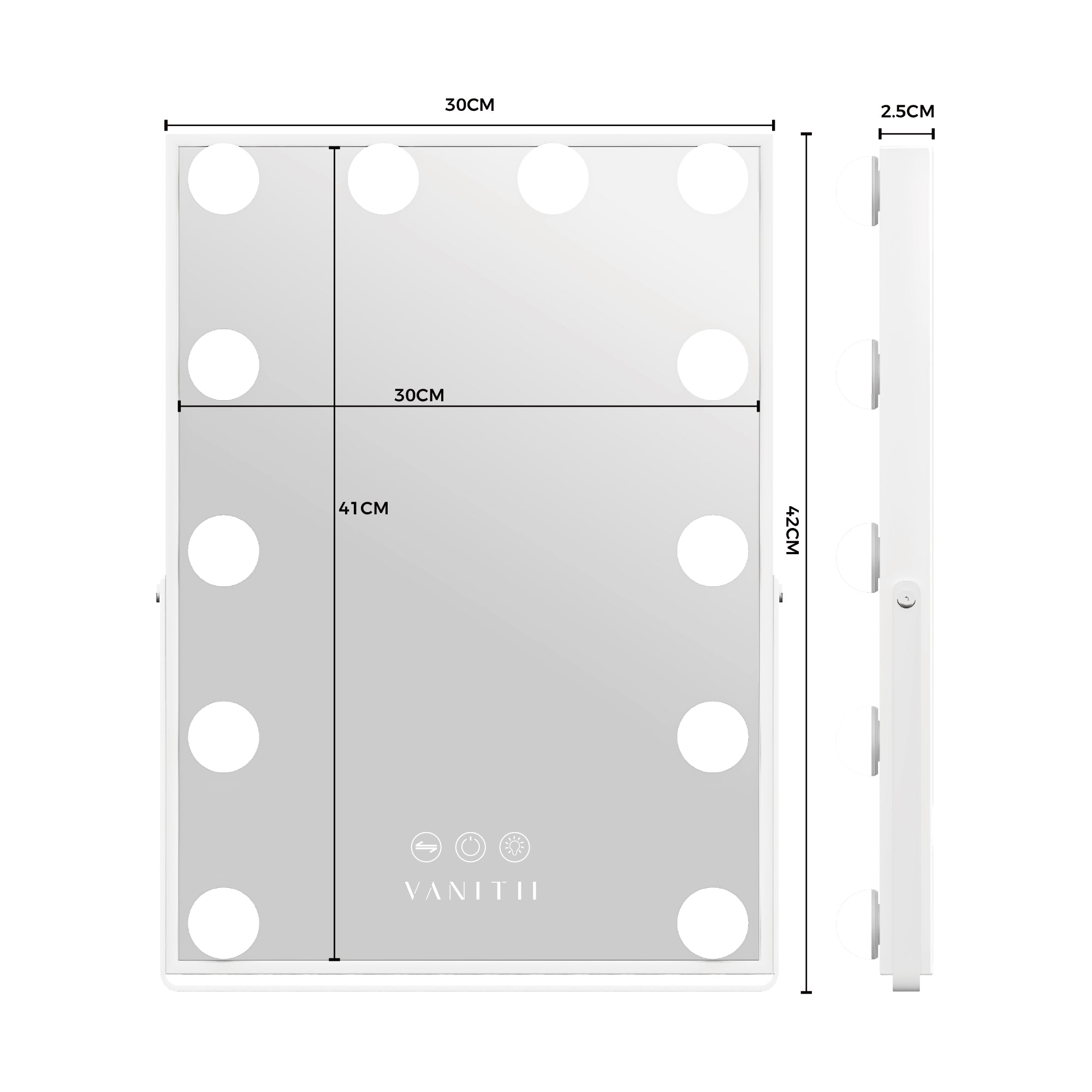 VANITII 12 Bulbs Touch Control Lighted Vanity Mirror