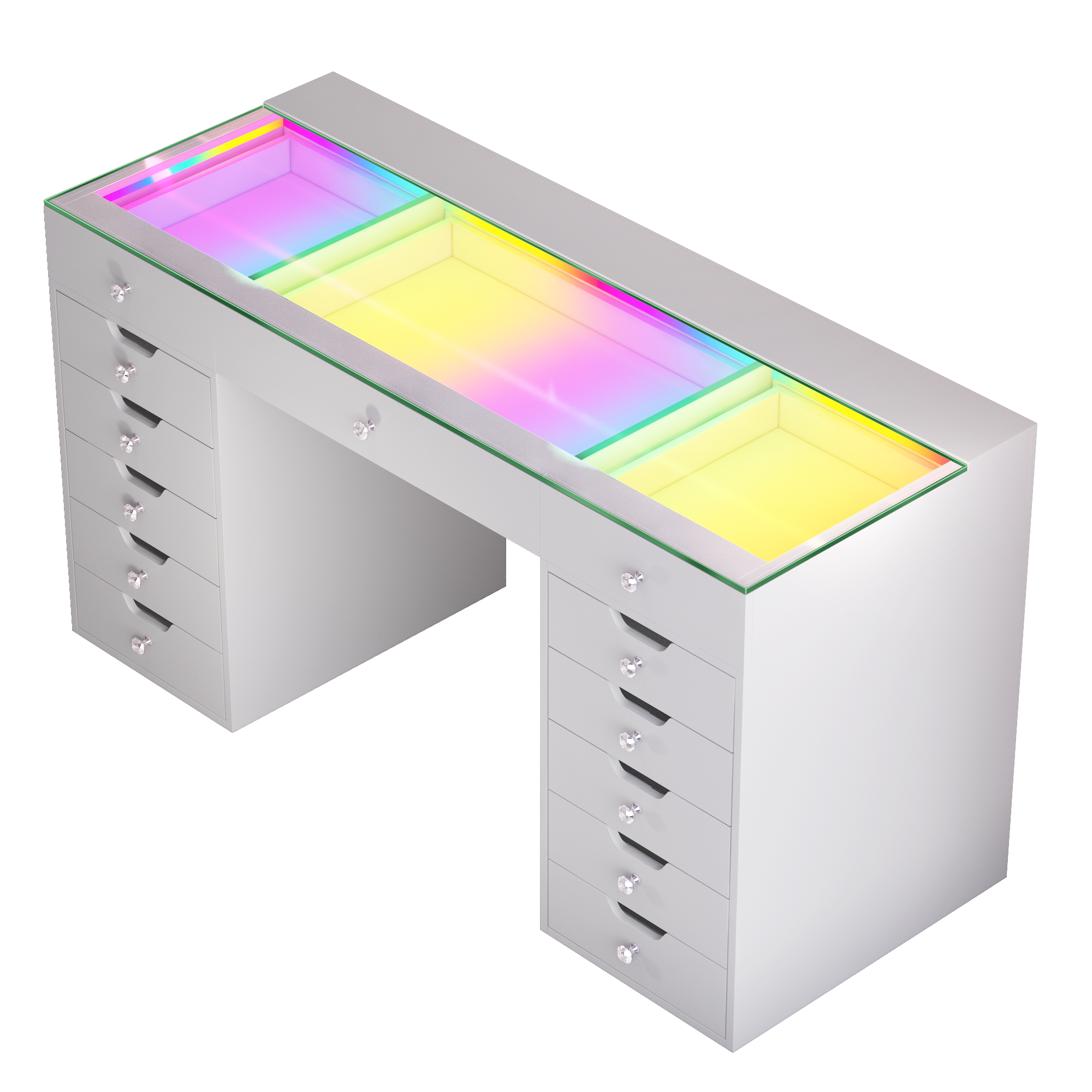 VANITII Eva Vanity Desk  - 13 Storage Drawers with RGB Lighting