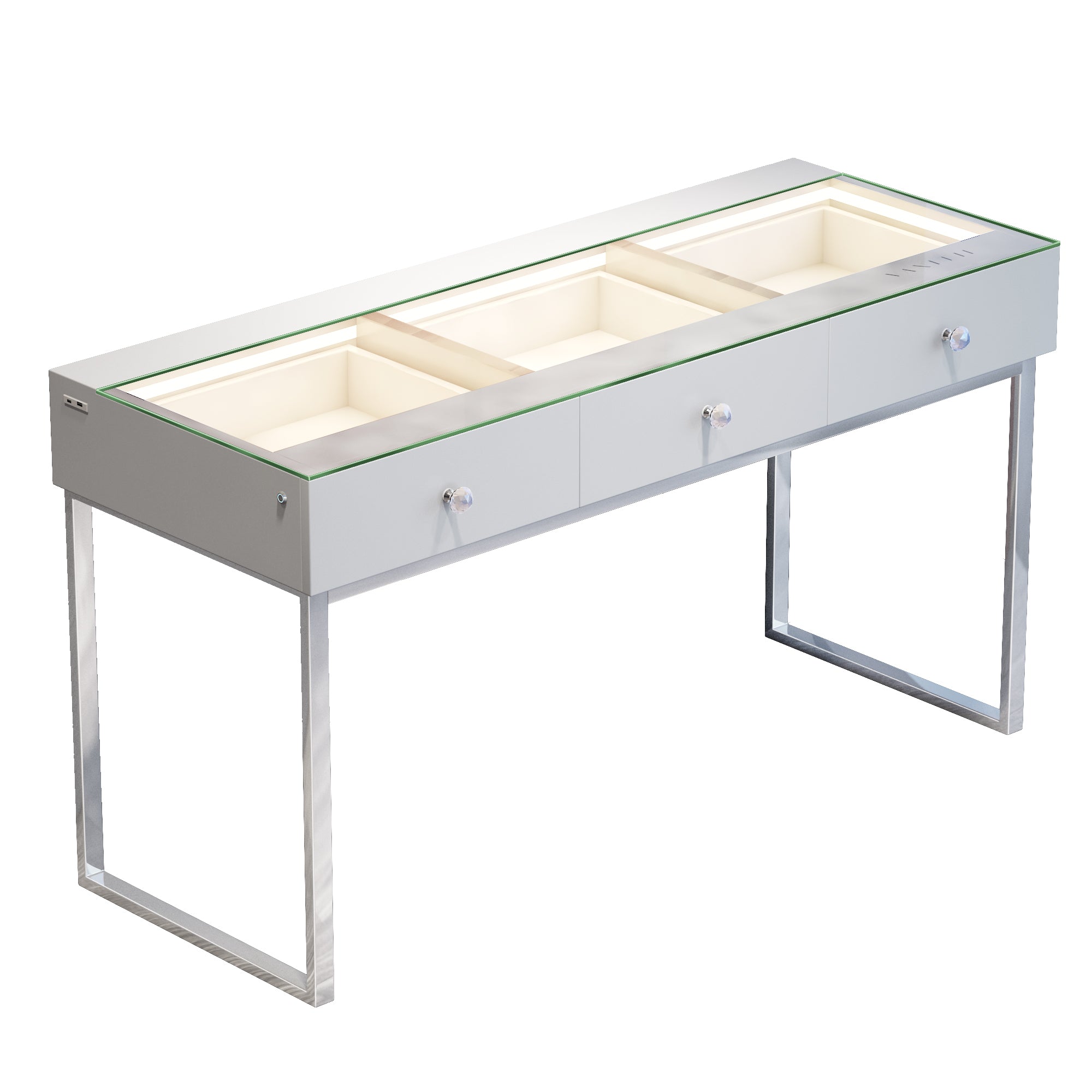VANITII Billie 3 Storage Drawers Vanity Desk-White Light