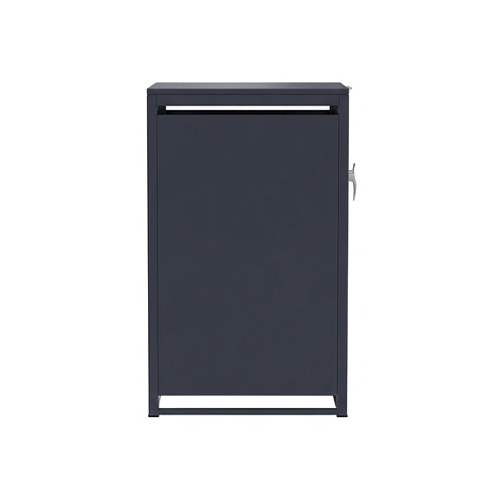 Single-Door Steel Trash Can Enclosure With Nature Wood Grain Front Door