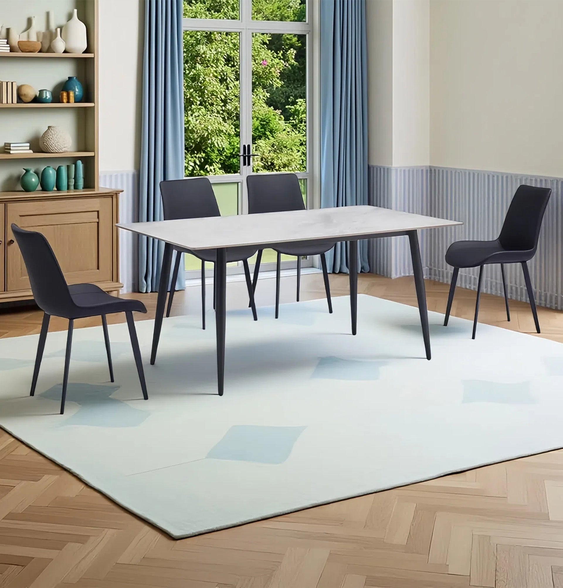 Black Stainless Steel Base Dining table