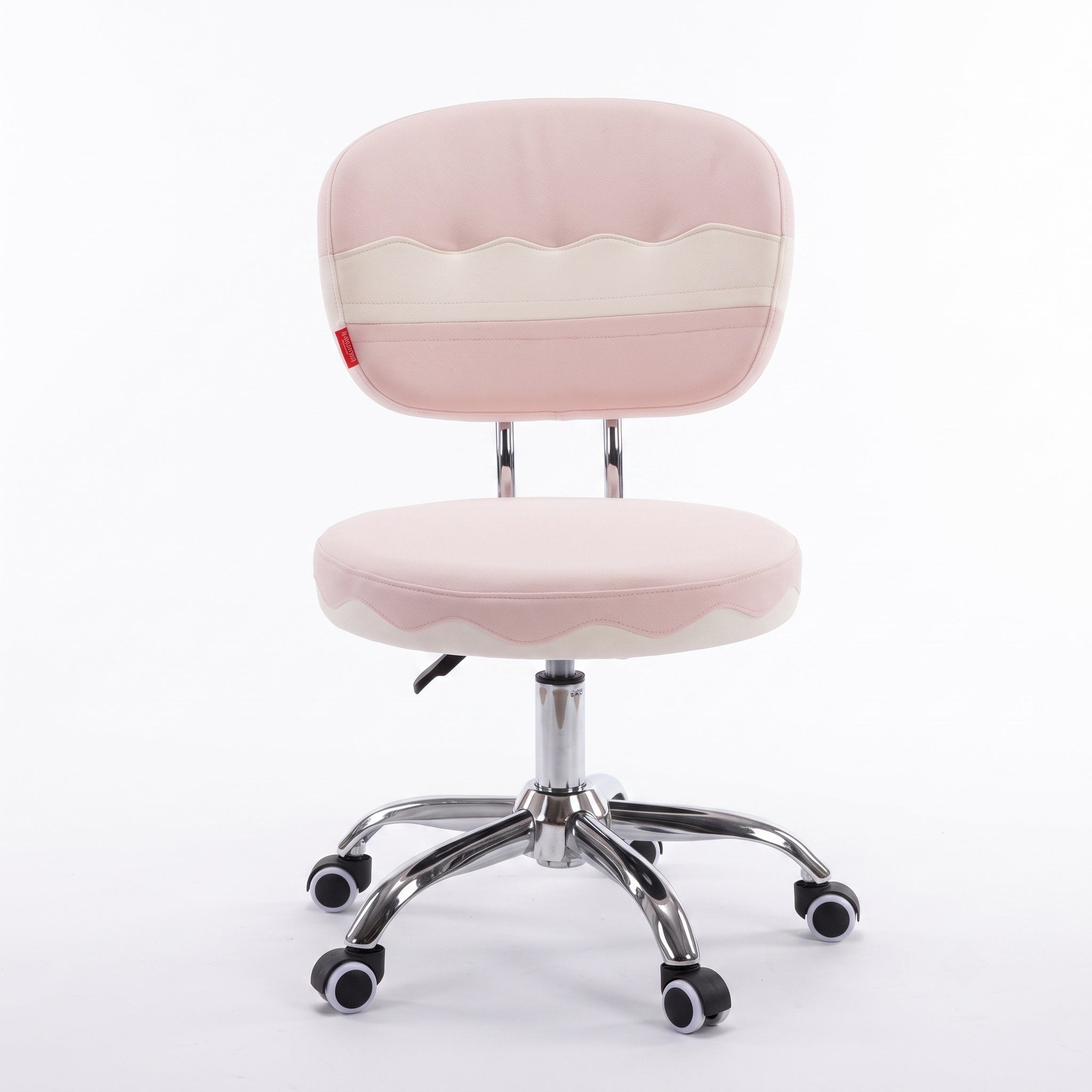 Chrome base vanity chair with wheels and smooth casters
