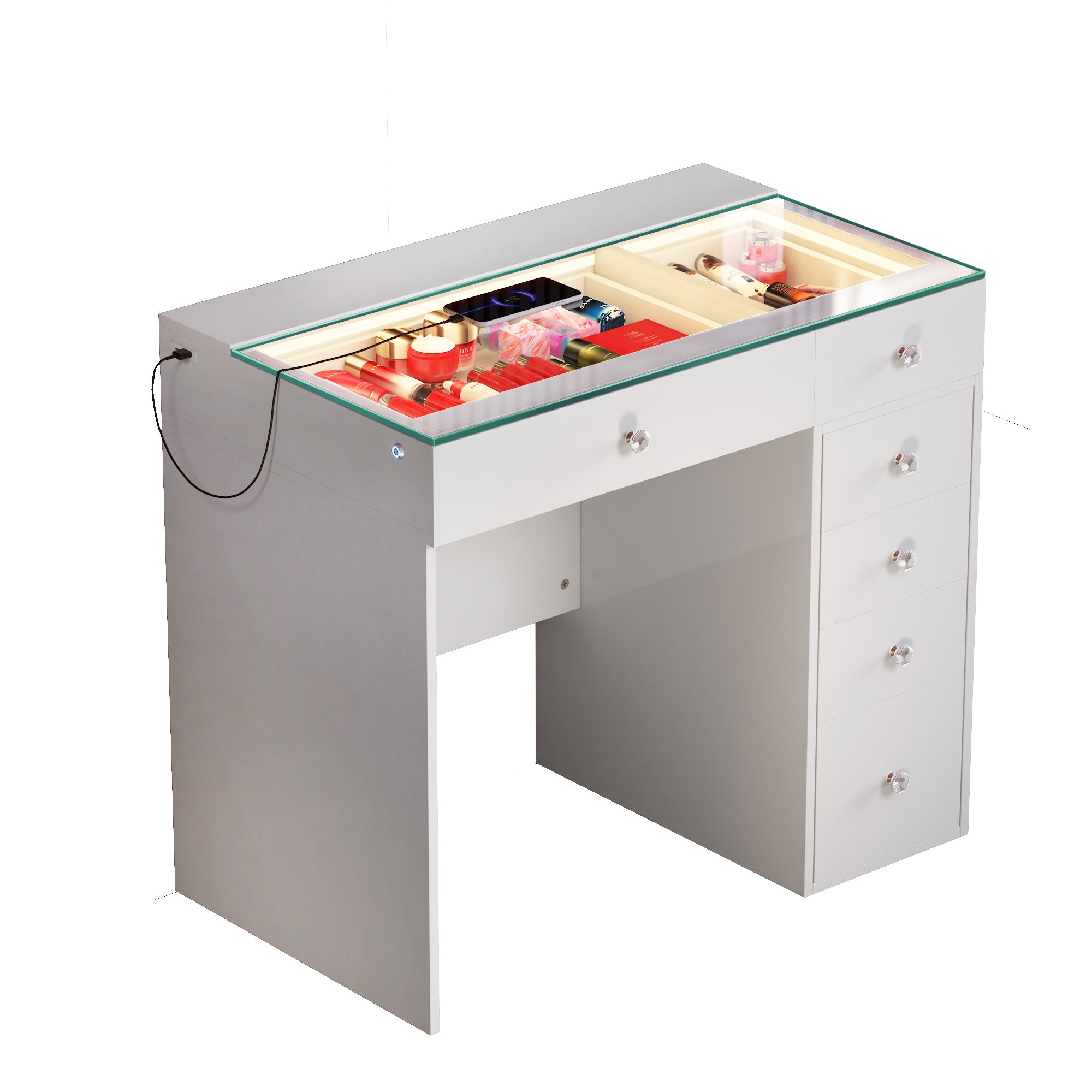 VANITII Diana 6 Storage Drawers Vanity Desk