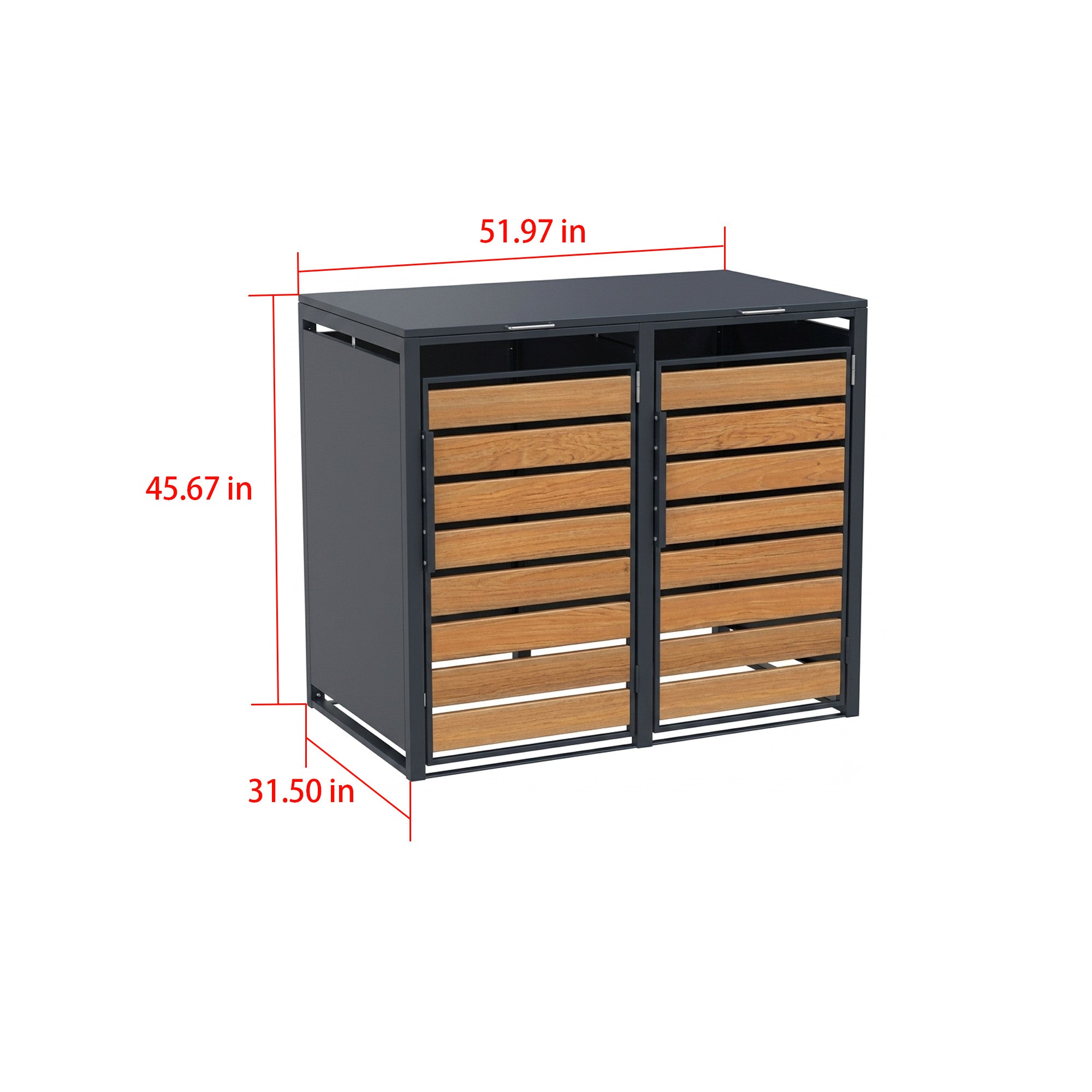 Double-Door Stell Trash Can Enlosure With  Nature Wood Grain Front Door